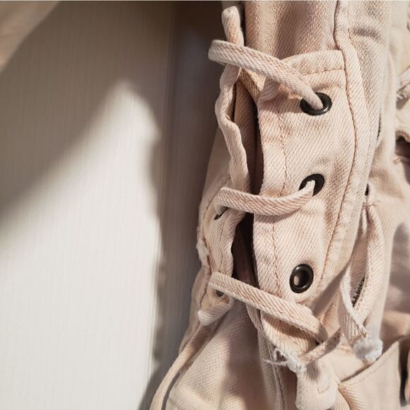 Free People pink belted motto jean denim jacket XS - Picture 7 of 11